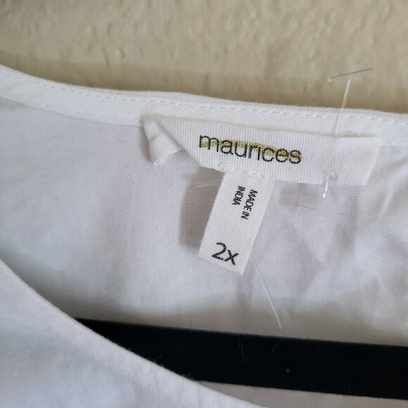Maurices Eyelet Top Women's 2X White Balloon Sleeve Beach Romantic Boho NWOT - Picture 4 of 7